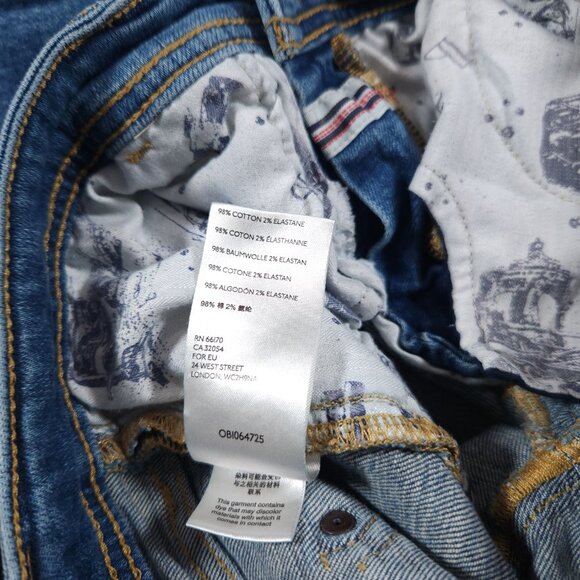 Pilcro Anthropologie Slim Boyfriend Jeans 27 Patterned Knee Patches FLAW - Picture 14 of 16